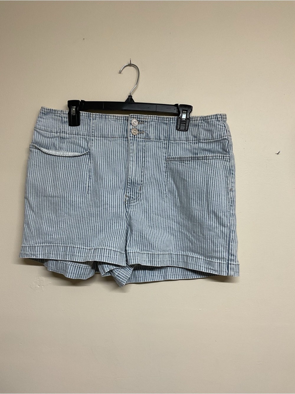 Maurices Light Blue and White Striped Jean Shorts